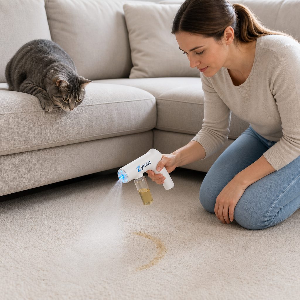 Fogging the couch corner with the Zymist device